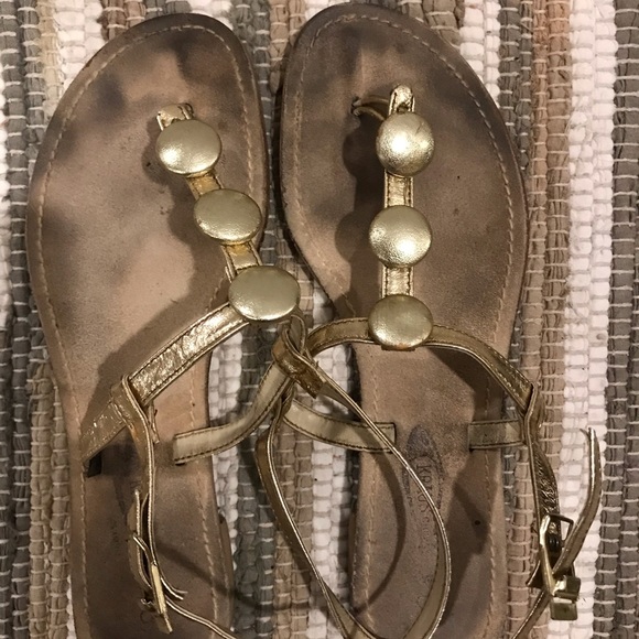 Vintage 1970’s Kraus Originals gold man made leather sandals. Size 6. GUC - Picture 7 of 9